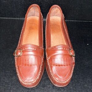 Mendrez Brown Leather Loafers with Buckle